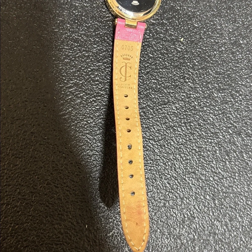 Juicy Couture Gold Watch Pink Leather Strap Working